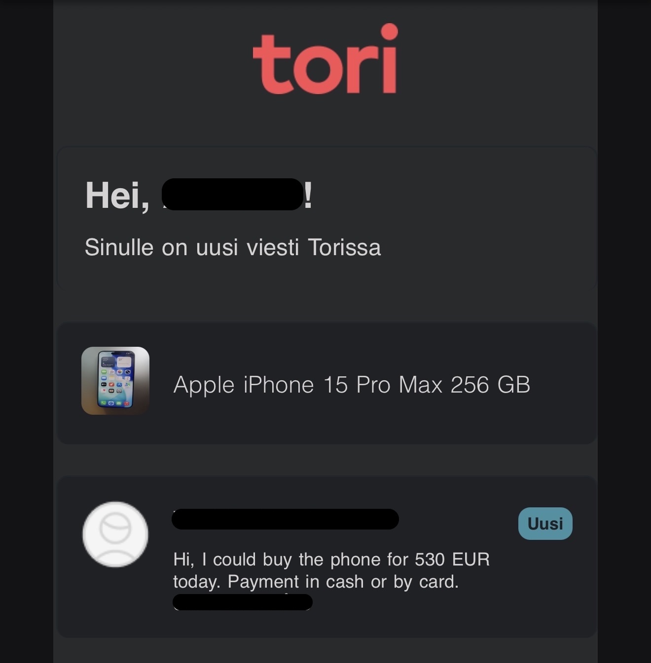 Gus offering 530 euros for the phone